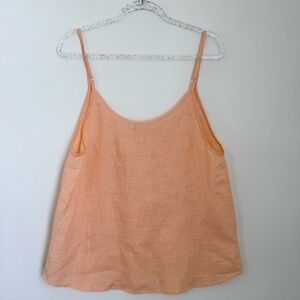 Onia Air Linen Spaghetti Strap Round Neck Salmon Orange Tank Top Size L Summer